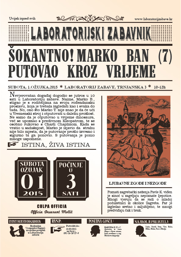 Novinska naslovnica za vremeplov